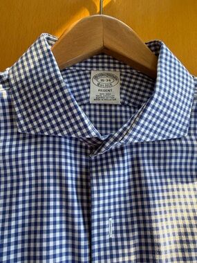 Brooks Brothers Blue and White Gingham Regent Dress Shirt 16-34